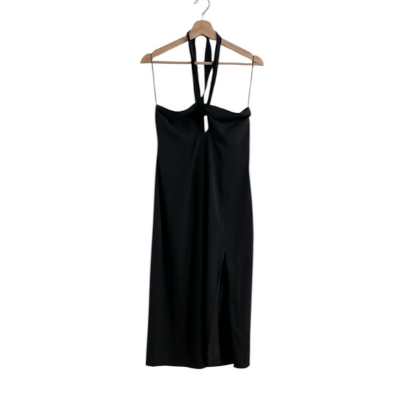 Abercrombie & Fitch Knot‎ Front Halter Midi Dress Women’s Size Medium Black - Picture 3 of 10